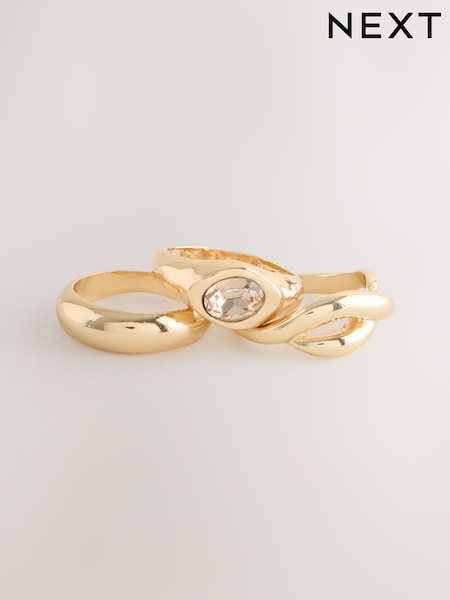 Gold Tone Shaped Twist Rings Pack (F95078) | AED42