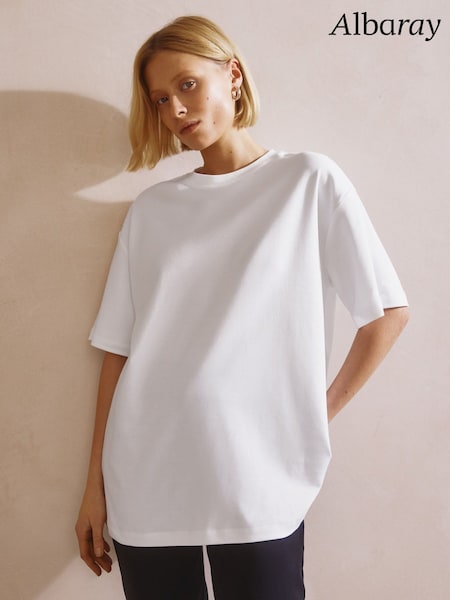 Valkoinen - Albaray 100% Cotton Big Musta T-paita (F95148) | €71