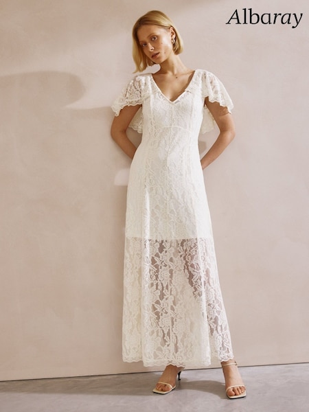Albaray Cream Lace Cape Maxi Dress (F95157) | €172