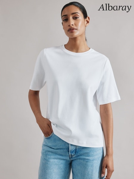 Albaray Boxy 100% Cotton White T-Shirt (F95193) | ‏169 د.إ.‏