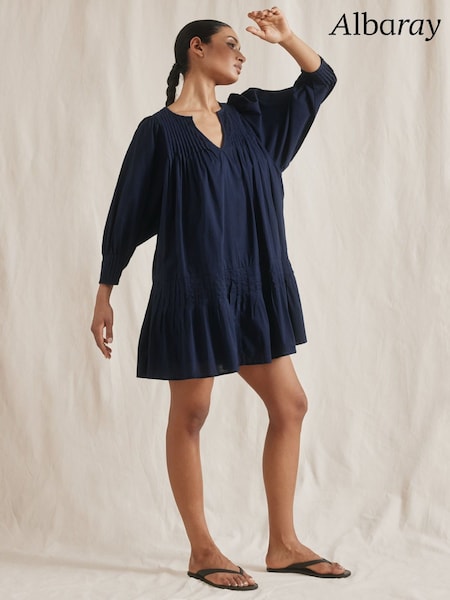 Albaray Blue Pintuck Short 100% Cotton Dress (F95194) | €118