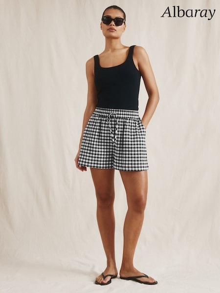 Albaray Gingham Black Shorts (F95200) | 484 LEI