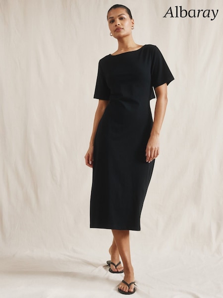 Albaray Open Back 100% Cotton Black Dress (F95212) | €83