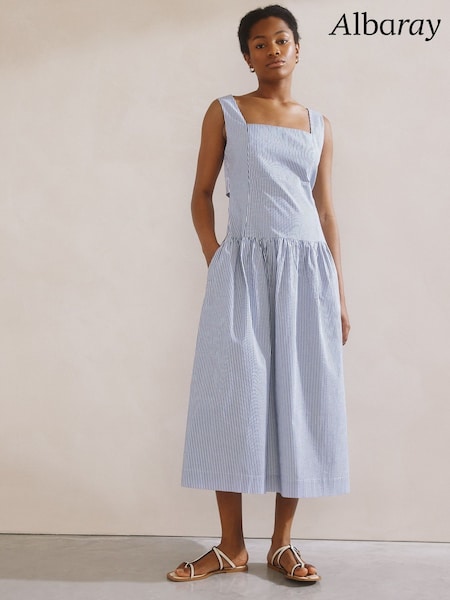 Albaray Blue Ticking Stripe Sun Dress (F95213) | €136