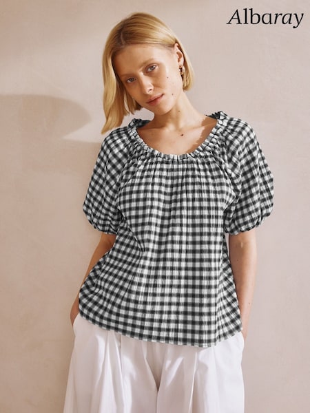 Albaray Gingham Black Blouse (F95219) | €83