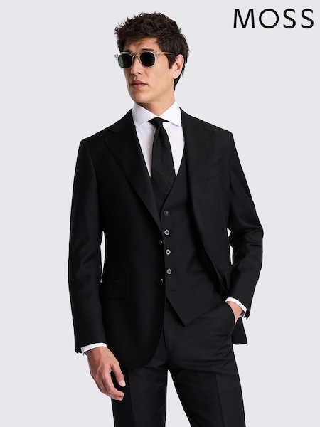 MOSS Black Italian Tailored Fit Twill Jacket (F95252) | 1,282 QAR