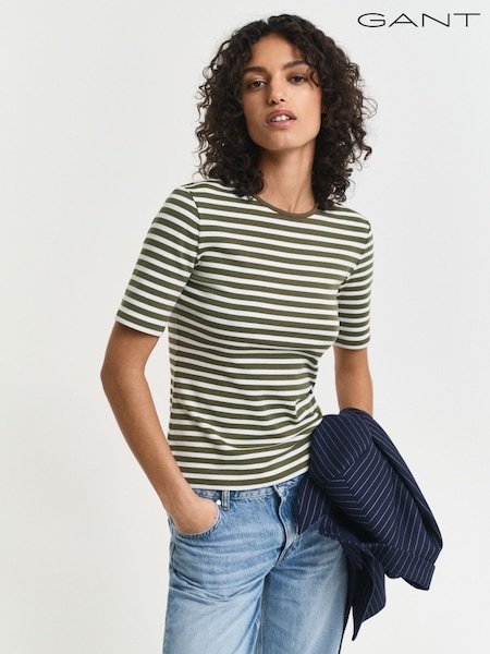 GANT Green Striped Rib T-Shirt (F95265) | €63