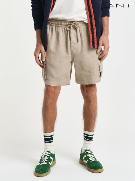 GANT Cream 100% Linen Cargo Drawstring Shorts (F95275) | €159