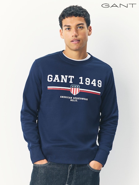 GANT Blue Graphic Crew Neck Sweatshirt (F95289) | R$ 790