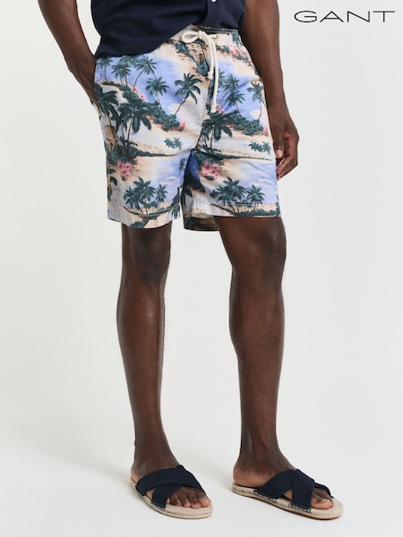 GANT Blue 100% Cotton Printed Drawstring Shorts (F95292) | €139