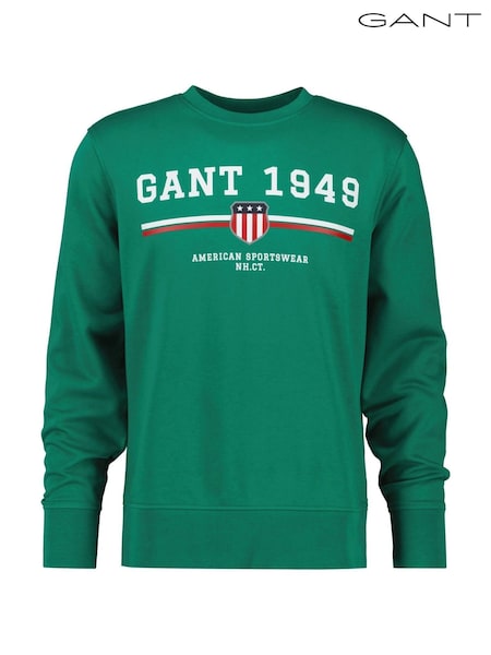 GANT Green Graphic Crew Neck Sweatshirt (F95293) | R$ 790