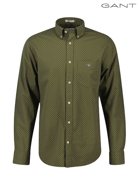 GANT Green Regular Fit 100% Cotton Micro Print Shirt (F95294) | AZN 251