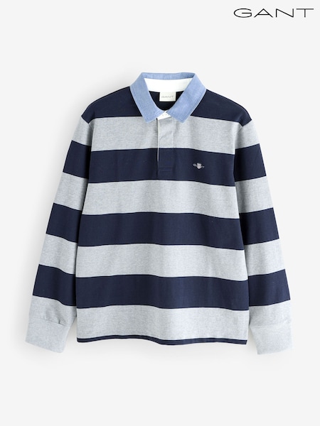 GANT Grey Striped Chambray Heavy Rugger 100% Cotton Polo Shirt (F95305) | 7,210 UAH