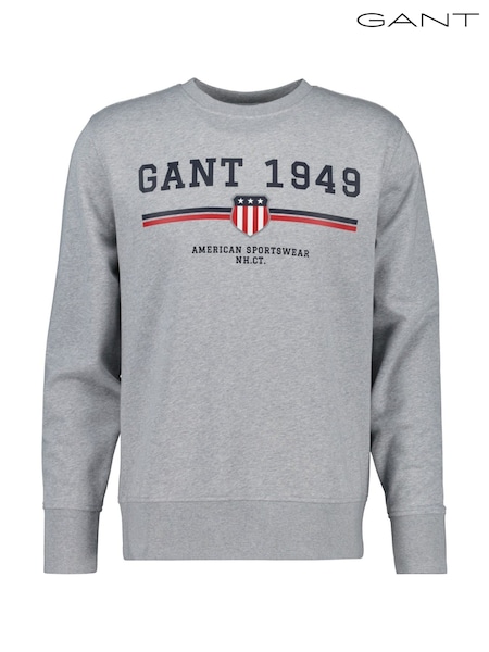 GANT Grey Graphic Crew Neck Sweatshirt (F95310) | €106