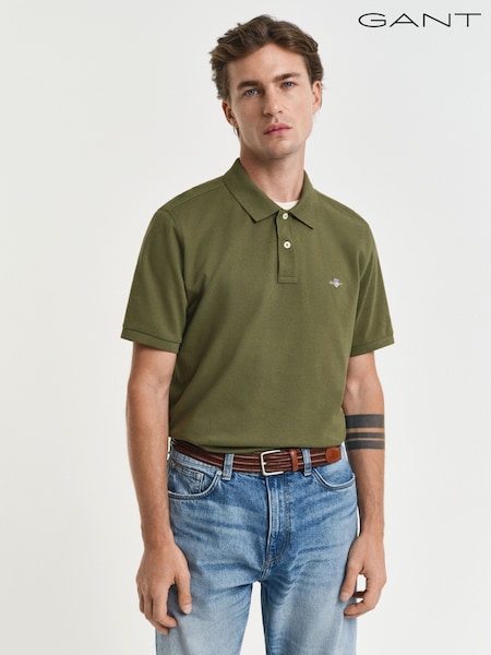 GANT Green Regular Fit 100% Cotton Shield Piqué Polo Shirt (F95318) | R$ 780
