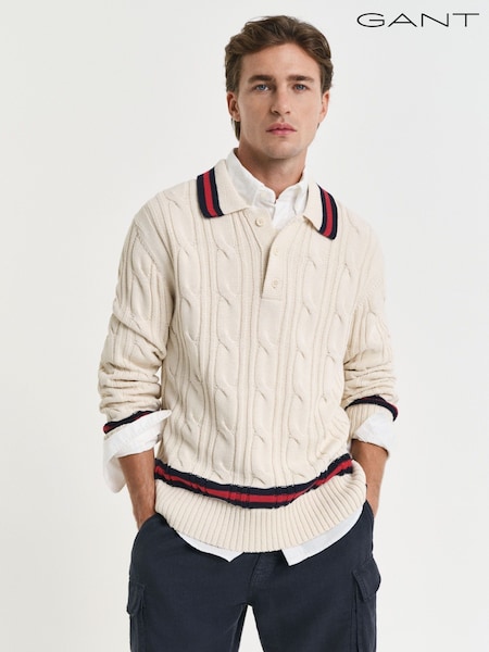 GANT Long Sleeve Knitted Cable Polo Shirt (F95319) | 1,564 LEI