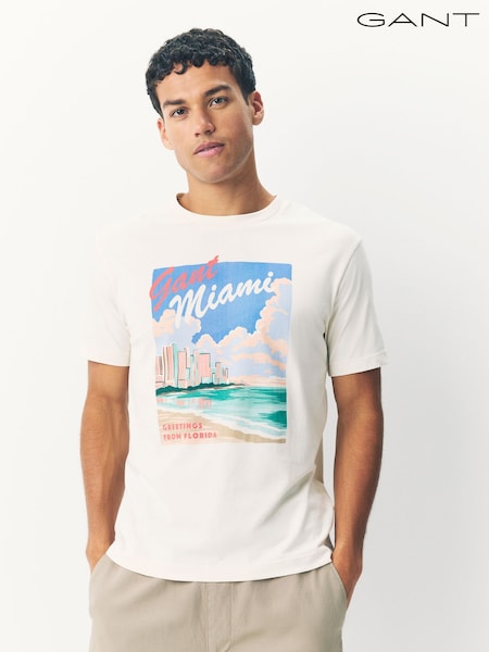 GANT Cream Relaxed Fit Miami Graphic T-Shirt (F95338) | €66