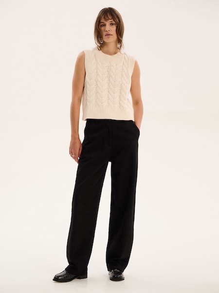 Cream - Vestă tricotată cu torsade Omnes Bobbi (F95372) | 365 LEI