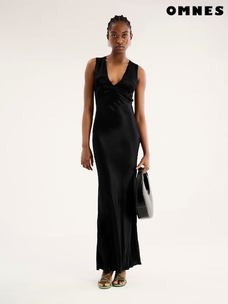 Omnes Black Nova Maxi Tie Back Dress (F95393) | ₪478