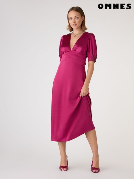 Omnes Pink Odette Midi Tie Back Dress (F95414) | €126