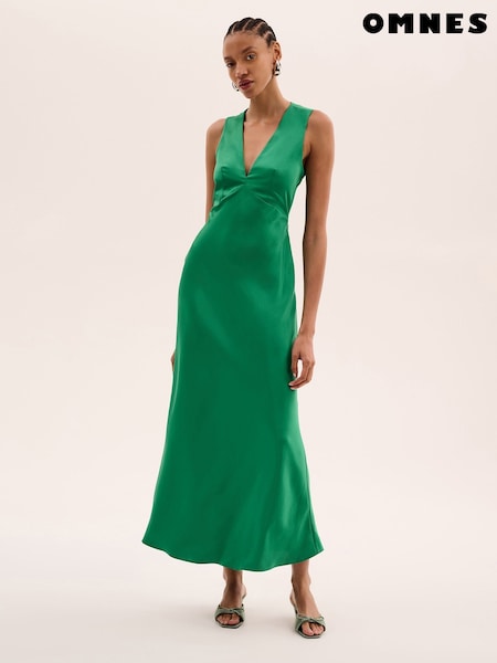 Omnes Green Nova Maxi Tie Back Dress (F95427) | 470 QAR