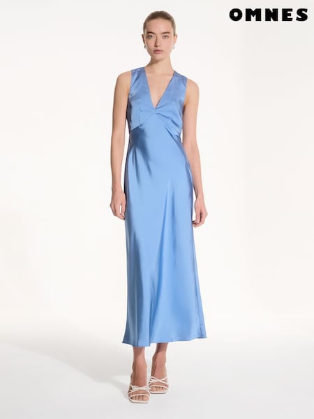 Omnes Blue Nova Maxi Tie Back Dress (F95485) | R$ 940