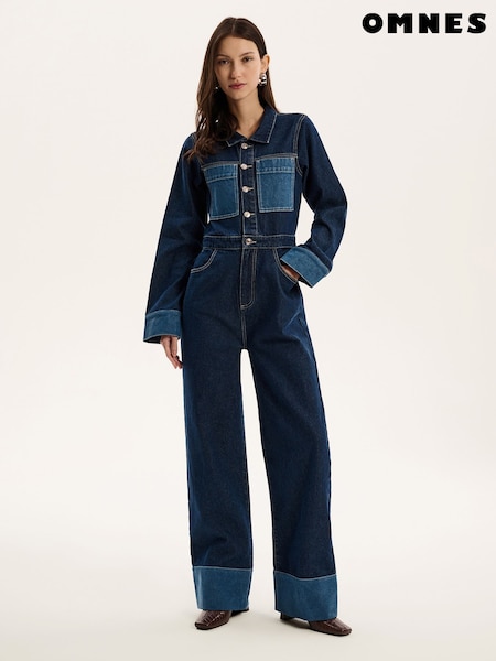 Omnes Diya Contrast Denim 100% Cotton Jumpsuit (F95489) | 92 €