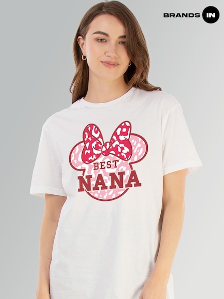 Brands In Disney Minnie Mouse Best Nana Women White Boyfriend Fit T-Shirt (F95538) | 33 €