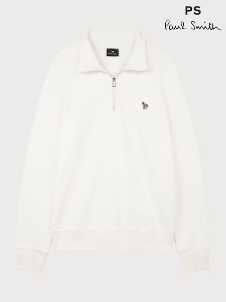 PS Paul Smith Regular-Fit 100% Cotton Quarter Zip White Sweatshirt (F95542) | 207 €