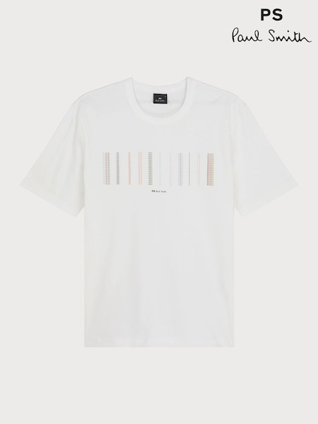 PS Paul Smith Casual-Fit 100% Organic Cotton Graphic White T-Shirt (F95554) | 106 €
