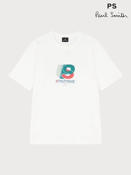 PS Paul Smith Casual Fit 100% Cotton Graphic White T-Shirt (F95614) | €113
