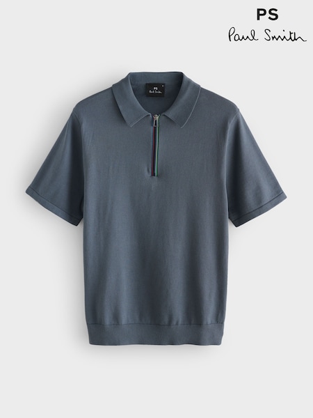 PS Paul Smith Grey Knitted Quarter Zip Polo Shirt (F95615) | 226 €
