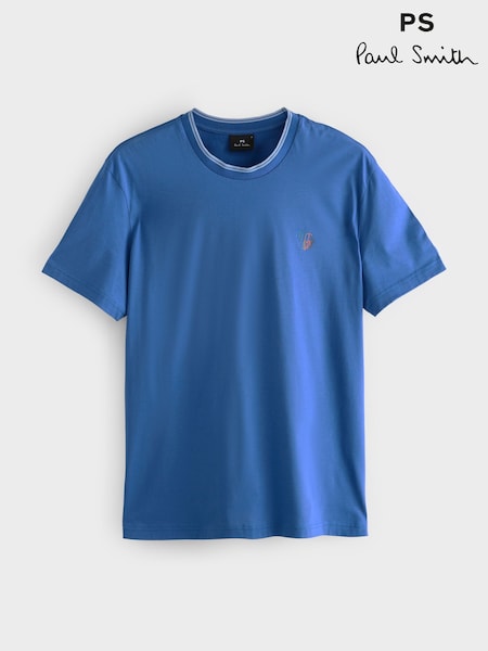 PS Paul Smith Regular Fit Blue 100% Organic Cotton Logo T-Shirt (F95618) | R$ 740