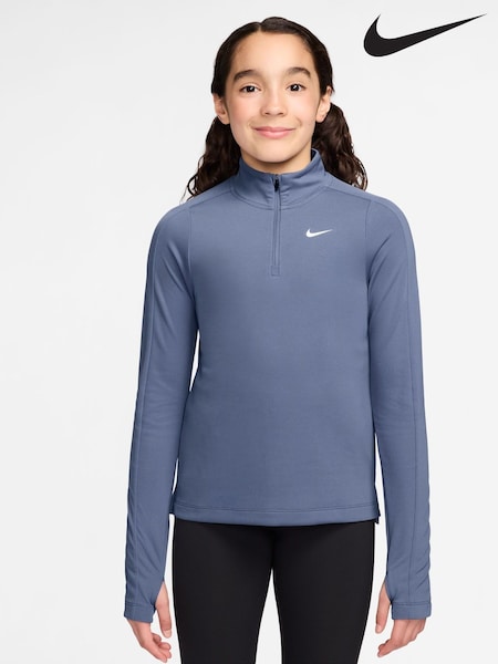 Nike World Indigo Blue Dri-FIT Long Sleeve Half Zip Top (F95641) | €44