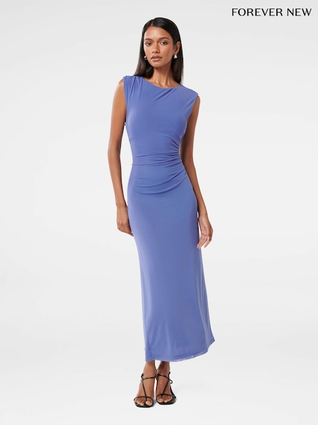 Forever New Blue Ally Petite Sleeveless Mesh Midi Dress (F95742) | €152
