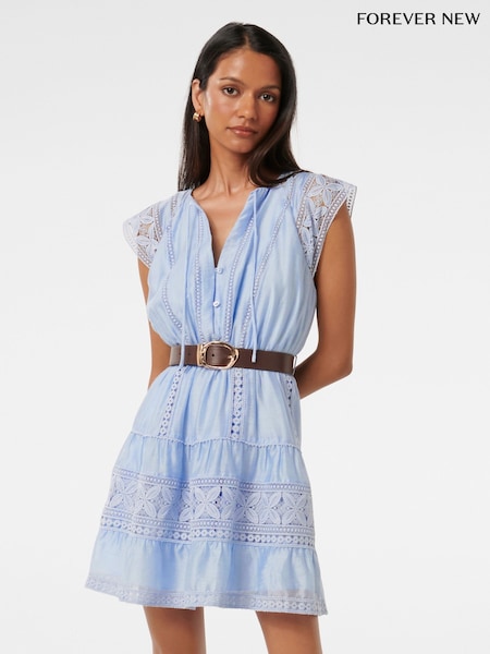 Forever New Sarah Petite Belted Trim Mini Dress Contains Linen (F95743) | 894 LEI