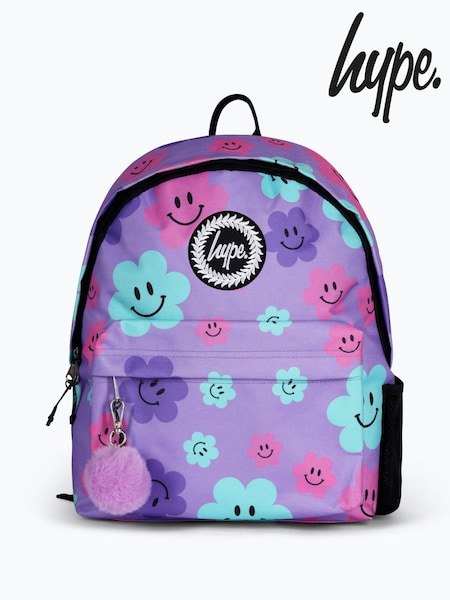 Hype. Unisex Purple Happy Flower Print Backpack (F95821) | €42