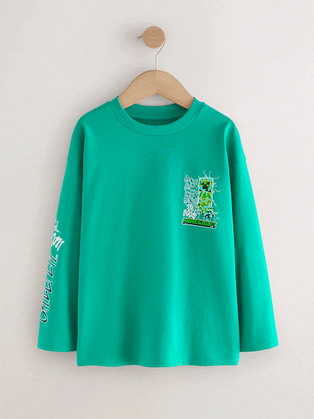 Green Minecraft Long Sleeve T-Shirt (3-16yrs) (F95825) | €23 - €27