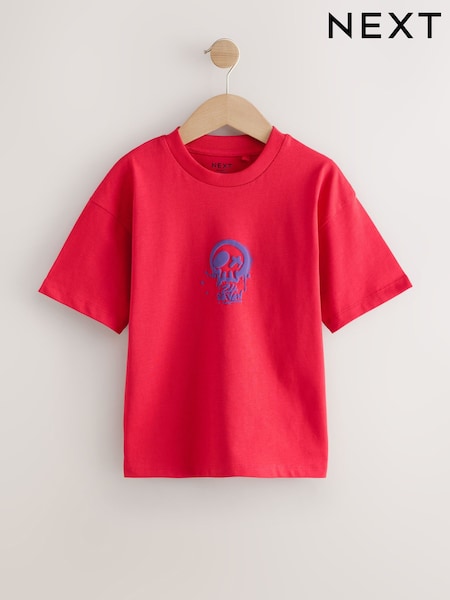 Red/Purple Skull Relaxed Fit Short Sleeve Graphic Print T-Shirt (3-16yrs) (F95907) | 30 QAR - 45 QAR