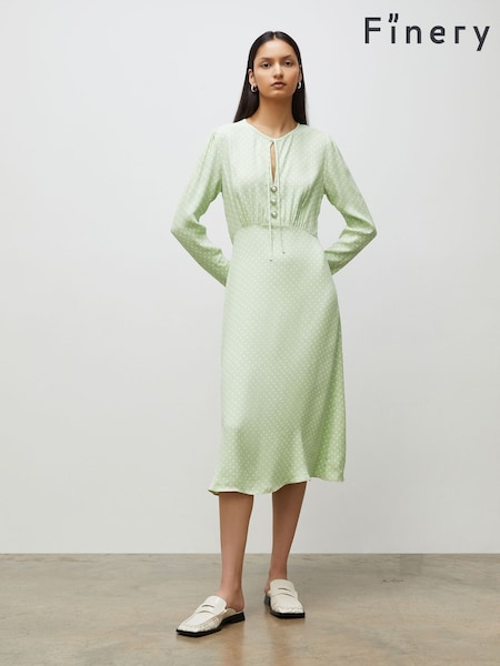 Finery Lina Satin Polka Dot Midi Dress (F95995) | €91