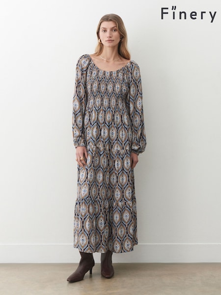 Finery Blue Tilly Crepe Printed Midi Smock Dress (F96014) | 3,545 UAH