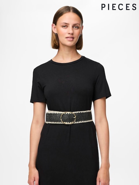 PIECES Black Raffia Woven Waist Belt (F96023) | 1,562 UAH