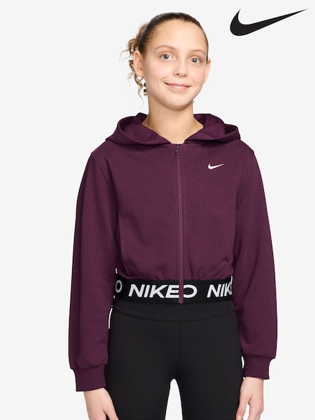 Nike Bordeaux Burgundy Pro Dri-FIT Cropped Fleece Hoodie (F96039) | €58