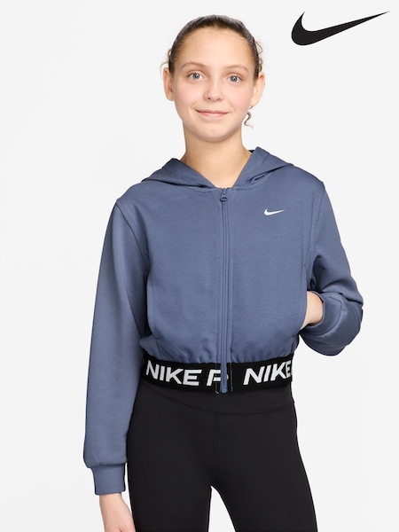 Nike World Indigo Blue Pro Dri-FIT Cropped Fleece Hoodie (F96045) | €64