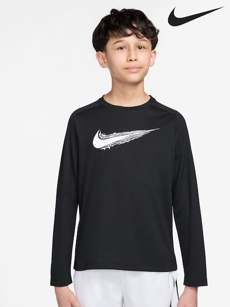 Nike Black Dri-Fit Multi HBR Long Sleeve T-Shirt (F96077) | €25