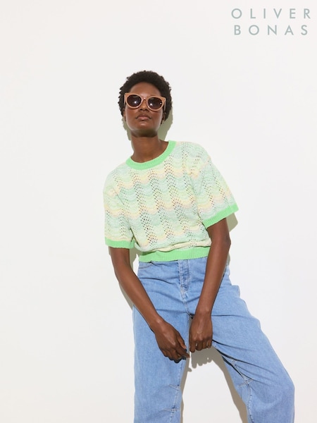 Oliver Bonas Sparkle Wavy Stripe Knitted Shell Top (F96133) | €91