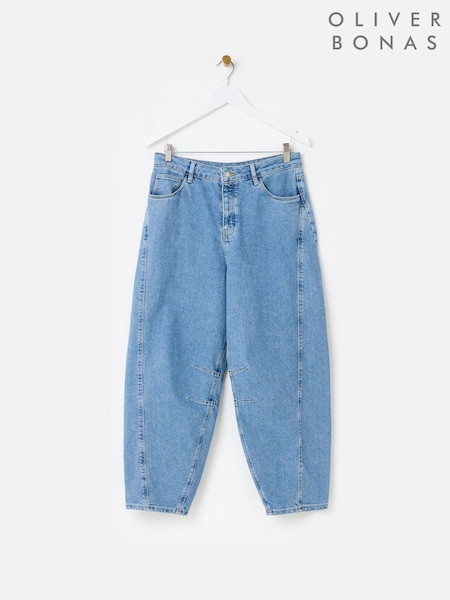 Oliver Bonas Blue Denim Relaxed Barrel Jeans (F96137) | $161