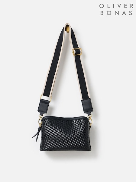 Oliver Bonas Black Issie Weave Cross-Body Bag (F96143) | €80