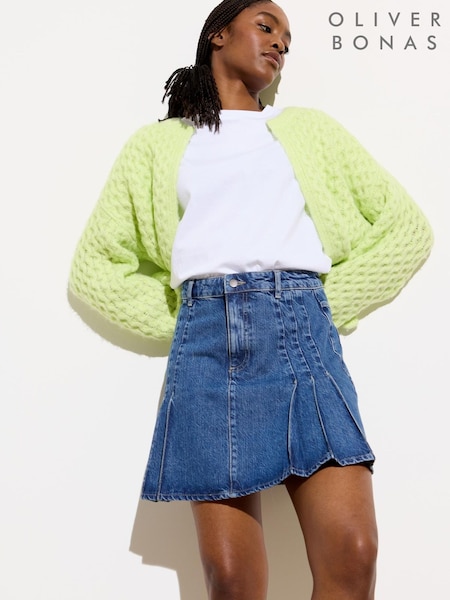 Oliver Bonas Blue Denim Pleated Mini Skirt (F96163) | €79