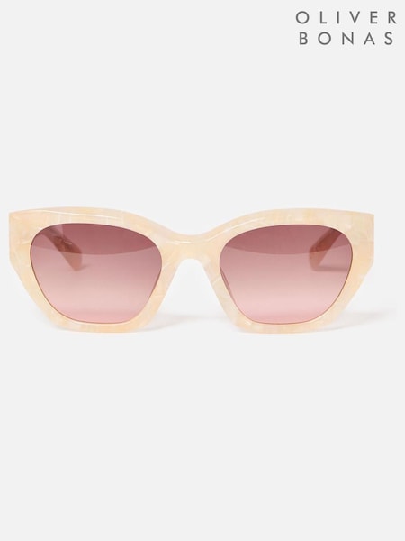 Oliver Bonas Marbled Angled Cat Eye Acetate Sunglasses (F96171) | €73